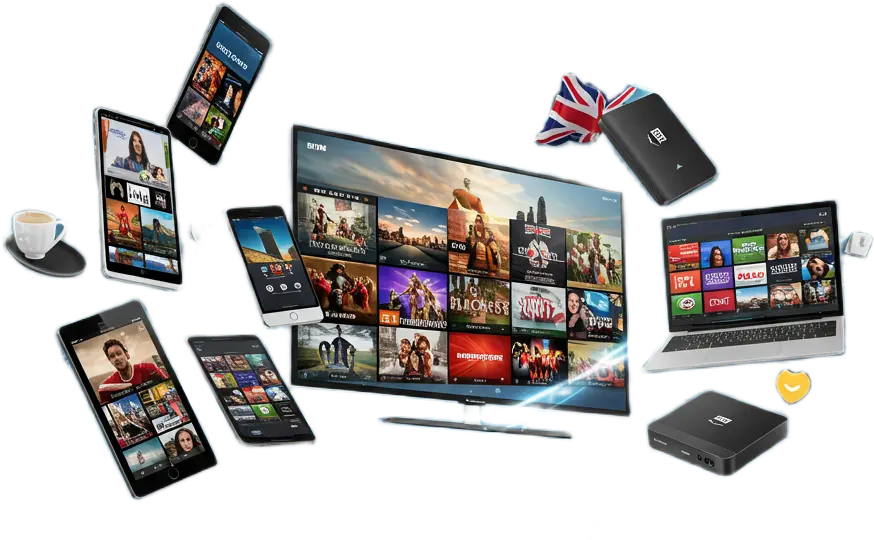 Marinios IPTV displayed across multiple devices